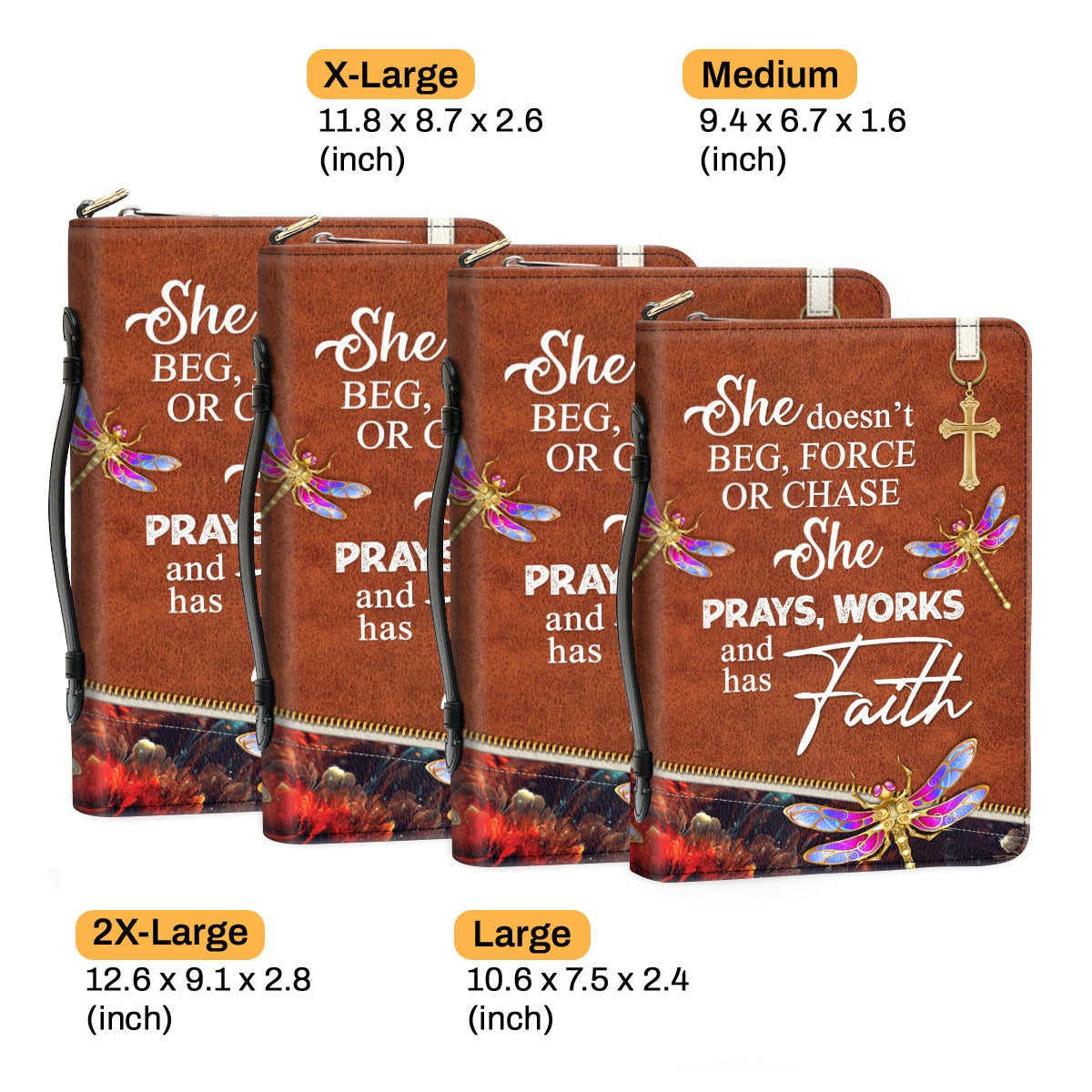 She Has Faith Leather Book Cover, Unique Personalized Dragonfly Bible Cover, Christian Gift, Bible Covers Jesus Gifts